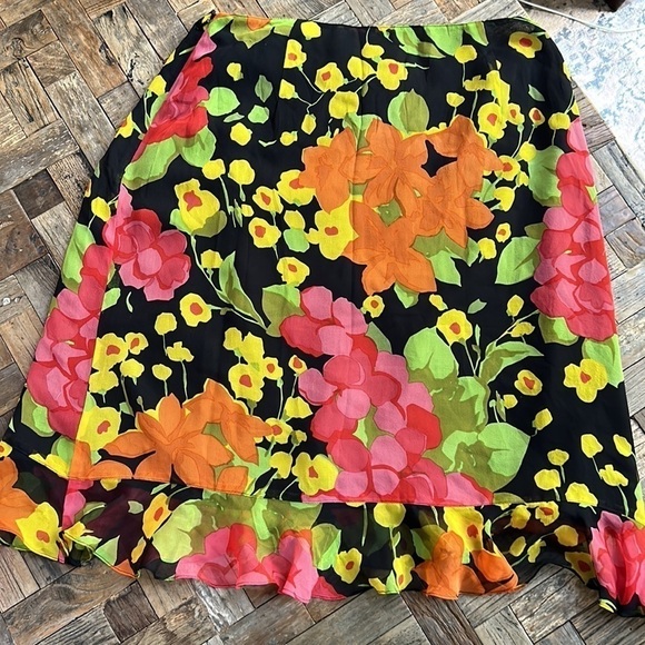 Silk Floral Skirt Neiman Marcus - Picture 8 of 9